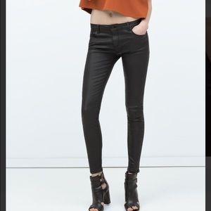 Zara Black Coated Jeans